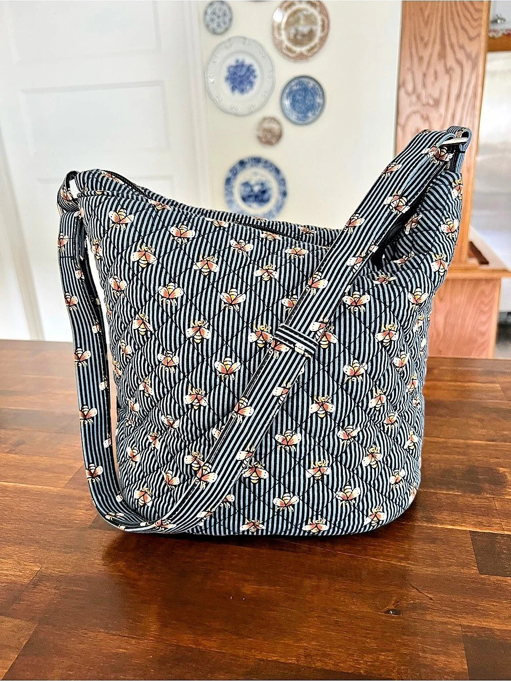 Vera Bradley Bees Navy Bucket Bag